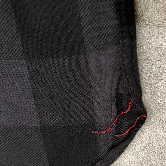 Sugar Cane Twill Plaid Work Shirt Flannel - Large - Black & Grey - SC29357 - Picture 4 of 12